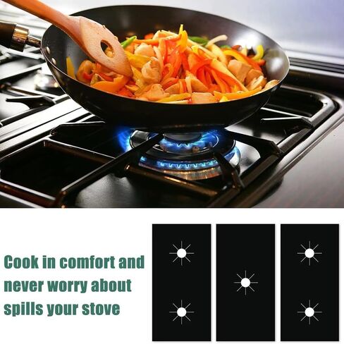 3-Piece Set of Gas Stove Guards, Easy-Clean and Reusable Stove Surface Shields, Heat-Resistant Liners for Gas Range, Protective Burner Covers for Gas Stovetop in Saudi Arabia