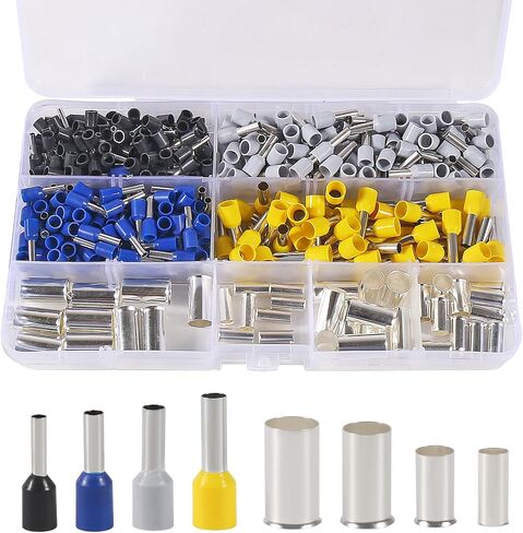 Wire Ferrules Kits Silver Plated Copper Crimp Terminal Connector 8 Sizes AWG (1/0 2/0 2 4 6 8 10 12) Sleeves Insulated Cord Pin End Terminal (166pcs) in Kuwait