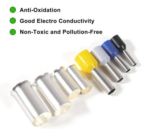 Wire Ferrules Kits Silver Plated Copper Crimp Terminal Connector 8 Sizes AWG (1/0 2/0 2 4 6 8 10 12) Sleeves Insulated Cord Pin End Terminal (166pcs) in Kuwait
