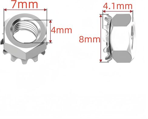 صواميل M3 K-Lock مع غسالة أسنان خارجية، صواميل Kep Lock، رأس سداسي، 304 من الفولاذ المقاوم للصدأ، 80 قطعة in Kuwait
