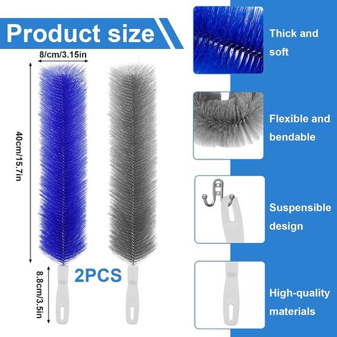 2 Pcs Cobweb Duster, Bendable Fan Duster, Plastic Fan Cleaner Brush,Microfiber Head Dusting Brush, Reusable Dust Remover for Air Conditioning Shutters,Ceiling Fan Blades,Air Vents, Curtains, Cars in Kuwait
