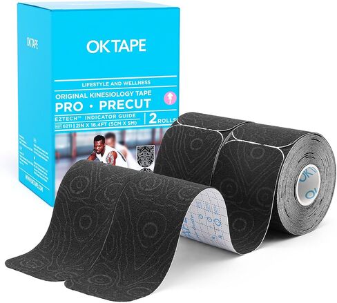 OK TAPE PRO Original Kinesiology Tape Pre-Cut Strips, Latex Free Elastic Athletic Tape Roll, 2in×16ft 2Rolls,Beige+Beige in Saudi Arabia