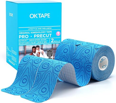 OK TAPE PRO Original Kinesiology Tape Pre-Cut Strips, Latex Free Elastic Athletic Tape Roll, 2in×16ft 2Rolls,Beige+Beige in Saudi Arabia