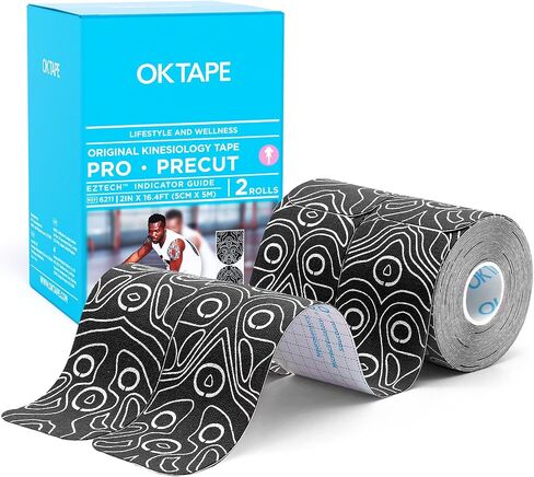 OK TAPE PRO Original Kinesiology Tape Pre-Cut Strips, Latex Free Elastic Athletic Tape Roll, 2in×16ft 2Rolls,Beige+Beige in Saudi Arabia
