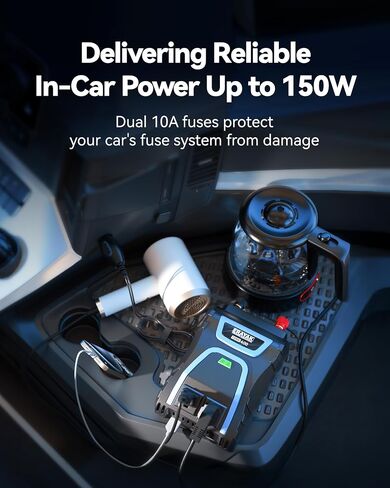 ERAYAK 200W Car Power Inverter, DC 12V to 110V AC Car Plug Adapter Outlet with 18W USB-C Charger/ 3.1A Dual USB/car Charger for Laptop in Saudi Arabia