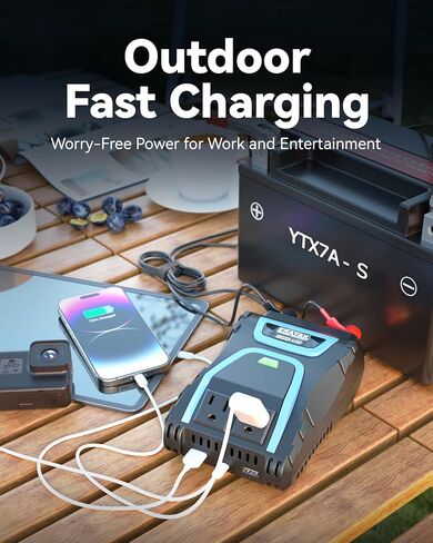 ERAYAK 200W Car Power Inverter, DC 12V to 110V AC Car Plug Adapter Outlet with 18W USB-C Charger/ 3.1A Dual USB/car Charger for Laptop in Saudi Arabia