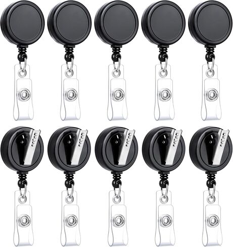 Teskyer 5 Pack Retractable ID Badge Holder Reels with Swivel Alligator Clip, Black in Saudi Arabia