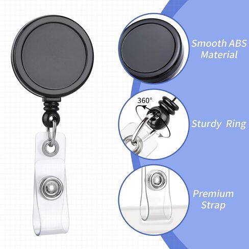 Teskyer 5 Pack Retractable ID Badge Holder Reels with Swivel Alligator Clip, Black in Saudi Arabia