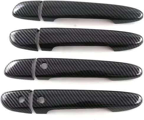 1 Set Sport Carbon Fiber Style Door Handle Cover Trim for Mazda 2 3 6 CX-3 CX-5 CX-9 (with Keyless Holes) in Saudi Arabia