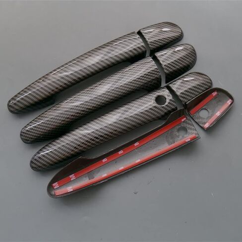 1 Set Sport Carbon Fiber Style Door Handle Cover Trim for Mazda 2 3 6 CX-3 CX-5 CX-9 (with Keyless Holes) in Saudi Arabia