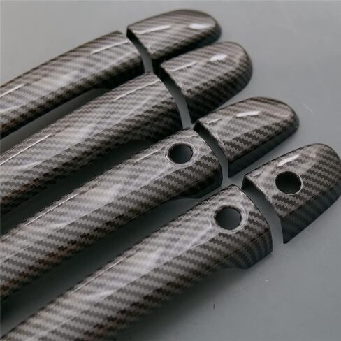 1 Set Sport Carbon Fiber Style Door Handle Cover Trim for Mazda 2 3 6 CX-3 CX-5 CX-9 (with Keyless Holes) in Saudi Arabia