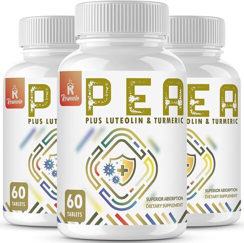 Rosmolo 2000MG Pea Complex مع اللوتيولين والكركم، عالي الامتصاص، مكمل بالميتويل إيثانولاميد ميكرون لإدارة الانزعاج - 120 قرصًا in Kuwait
