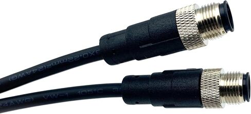 16.4FT M12 8Pins Double Male Connector Cable, A Code Molding Cable Double Male Head Aviation Sensor Electrical PVC Cable Industrial Molded Cable 30V 2A AWG24（5Meter） in Saudi Arabia