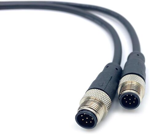 16.4FT M12 8Pins Double Male Connector Cable, A Code Molding Cable Double Male Head Aviation Sensor Electrical PVC Cable Industrial Molded Cable 30V 2A AWG24（5Meter） in Saudi Arabia