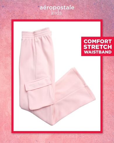 AEROPOSTALE Girls Pants Set - 2 Piece Short Sleeve Graphic Tee Tops and Soft Fleece Cargo Sweatpants Kids Clothing Set (7-16) in Kuwait