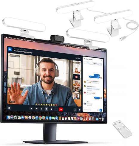 yAyusi Dual-lamp Video Conference Lighting, Webcam Light with Remote and Touch Control, Zoom Lighting for Computer, LED Monitor Laptop Light for Video Conferencing/Streaming/Video Calls/Zoom Meetings in Saudi Arabia
