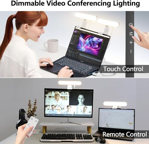 yAyusi Dual-lamp Video Conference Lighting, Webcam Light with Remote and Touch Control, Zoom Lighting for Computer, LED Monitor Laptop Light for Video Conferencing/Streaming/Video Calls/Zoom Meetings in Saudi Arabia