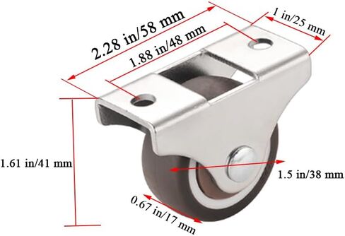 Mini Fixed Caster Wheels 1 Inch Low Profile Small Casters Set of 4, Steel Top Plate, Silent Ball Bearing Little Rubber Rolling Wheels for Furniture Cabinet Sliding Door Trundle Bed Drawers in Kuwait
