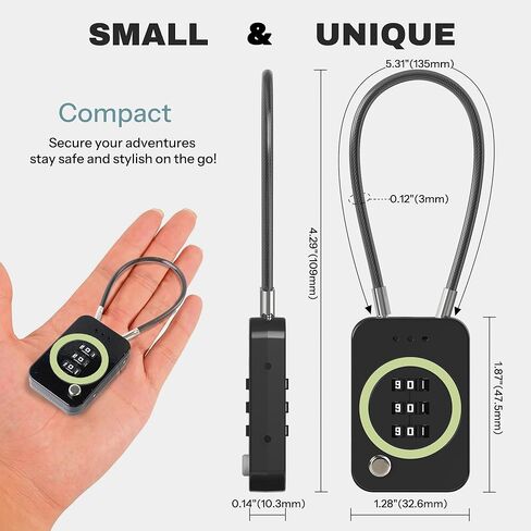قفل التحرير والسرد ، قفل كابل متميز مع رمز ، أقفال مزيج لأمن السفر ، أقفال الأمتعة ، قفل سحاب لحقائب الظهر ، حقيبة ، حقيبة ، قفل قرص صغير مضاد للسرقة (غير مسطح ، أسود) in Kuwait