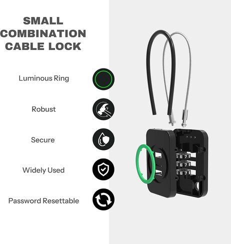 قفل التحرير والسرد ، قفل كابل متميز مع رمز ، أقفال مزيج لأمن السفر ، أقفال الأمتعة ، قفل سحاب لحقائب الظهر ، حقيبة ، حقيبة ، قفل قرص صغير مضاد للسرقة (غير مسطح ، أسود) in Kuwait