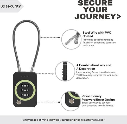 قفل التحرير والسرد ، قفل كابل متميز مع رمز ، أقفال مزيج لأمن السفر ، أقفال الأمتعة ، قفل سحاب لحقائب الظهر ، حقيبة ، حقيبة ، قفل قرص صغير مضاد للسرقة (غير مسطح ، أسود) in Kuwait