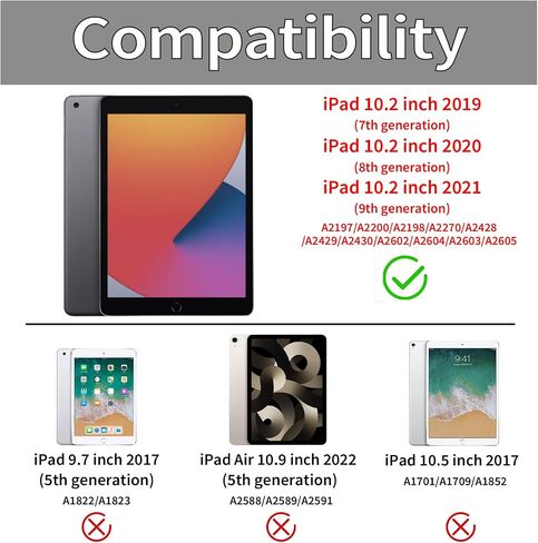 Compatible for iPad 9/8/7 (10.2-Inch,2021/2020/2019 Model,9th/8th/7th Generation) Case with Pencil Holder Cute Bowknot Ribbon with Flower Design Soft TPU Trifold Stand Protective-White&Pink in Kuwait