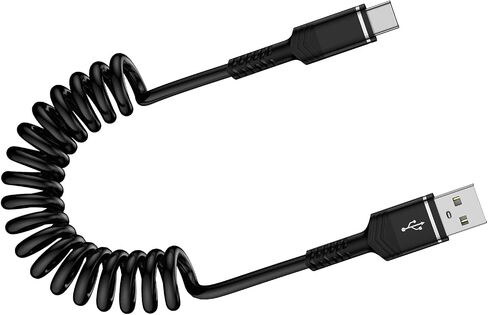 USB C Charger Cable 3FT Fast Charging Cord for iPhone 16e/16 Pro Max/15/15 Pro/Samsung Galaxy S25 Ultra/S24/S23/S22/S21/S20/A16/A15/A54/A55/A56 Retractable USB A to Type C Charger Coiled Cord for Car in Kuwait