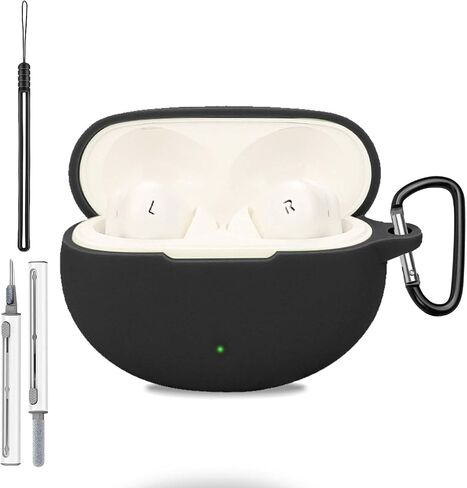 بالنسبة إلى غطاء علبة OnePlus Buds Pro 3 ، فإن غطاء الجلد السيليكون الكامل الواقي لـ OnePlus Buds Pro 3 ، مع Keychain & Lanyard و Cleaner Kit ، LED الأمامي المرئي ، الأسود in Saudi Arabia