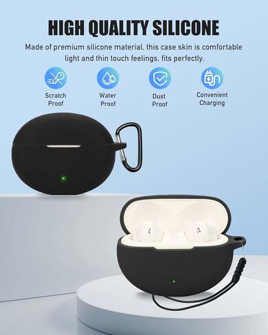 بالنسبة إلى غطاء علبة OnePlus Buds Pro 3 ، فإن غطاء الجلد السيليكون الكامل الواقي لـ OnePlus Buds Pro 3 ، مع Keychain & Lanyard و Cleaner Kit ، LED الأمامي المرئي ، الأسود in Saudi Arabia
