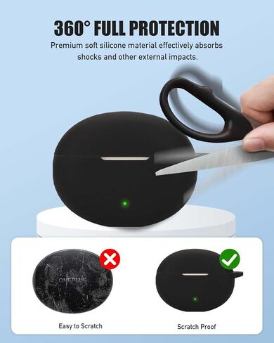 بالنسبة إلى غطاء علبة OnePlus Buds Pro 3 ، فإن غطاء الجلد السيليكون الكامل الواقي لـ OnePlus Buds Pro 3 ، مع Keychain & Lanyard و Cleaner Kit ، LED الأمامي المرئي ، الأسود in Saudi Arabia