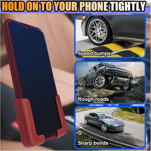 2PCS Multifunctional Mobile Phone Bracket - Wall Mount Phone Holder with Adhesive - Phone Stand Car Gravity Holder - Adjustable Width Auto Dashboard Cell Phone Mount Cradle (Red) in Saudi Arabia
