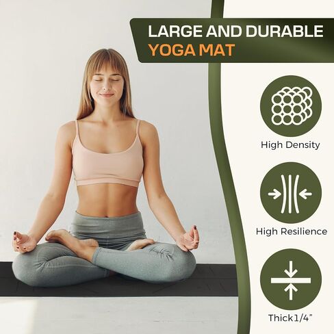 Yoga Mat Non Slip, Anti-Tear 3/16 Thick TPE Yoga Mats for Women and Men, 72"x24" Exercise & Fitness Mat with Carrying Strap, Workout Mats for Yoga, Pilates and Floor Exercise in Kuwait