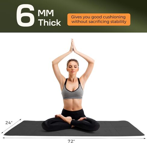 Yoga Mat Non Slip, Anti-Tear 3/16 Thick TPE Yoga Mats for Women and Men, 72"x24" Exercise & Fitness Mat with Carrying Strap, Workout Mats for Yoga, Pilates and Floor Exercise in Kuwait