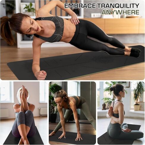 Yoga Mat Non Slip, Anti-Tear 3/16 Thick TPE Yoga Mats for Women and Men, 72"x24" Exercise & Fitness Mat with Carrying Strap, Workout Mats for Yoga, Pilates and Floor Exercise in Kuwait