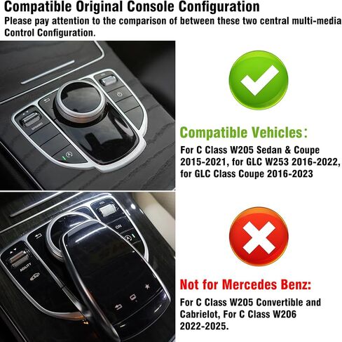 TTCR-II Compatible with Mercedes Benz Center Console Release Protector, Center Armrest Switch Button Carbon Cover for C Class 2015-2021 and GLC Class 2016-2022 (7.87-Inch Inner, Not Real Carbon Fiber) in Kuwait