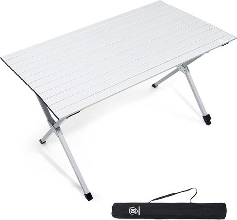 EVER ADVANCED Camping Table, Fold up Lightweight, 4-6 Person Portable Roll up Aluminum Table with Carry Bag for Outdoor, Support Up to 110LBS, Black in Saudi Arabia