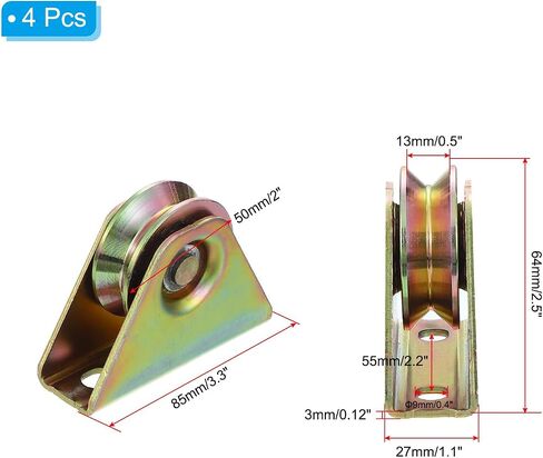 PATIKIL 2.75" V Groove Caster, V-Type Groove Wheel V Groove Pulley Sliding Gate Wheels for Driveway Gate Industrial Machines V Track Rail, Loading Capacity 661 Lbs in Kuwait