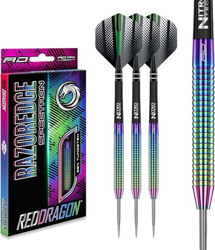 RED DRAGON Razor Edge Original - Tungsten Professional Steel Darts with Flights and shafts – Available in 20g, 21g, 23g, 24g, 26g, 28g, 29g, 30g, 33g in Kuwait