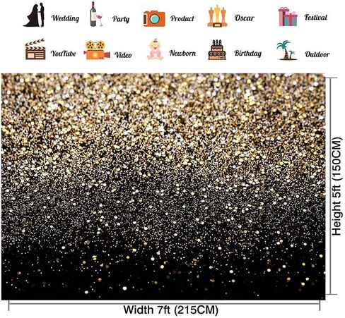 خلفية عيد ميلاد شايا 7x5ft وذهب الذهب - بقع الذهب خوخه حفل زفاف تخرج التخرج الخلفية in Kuwait