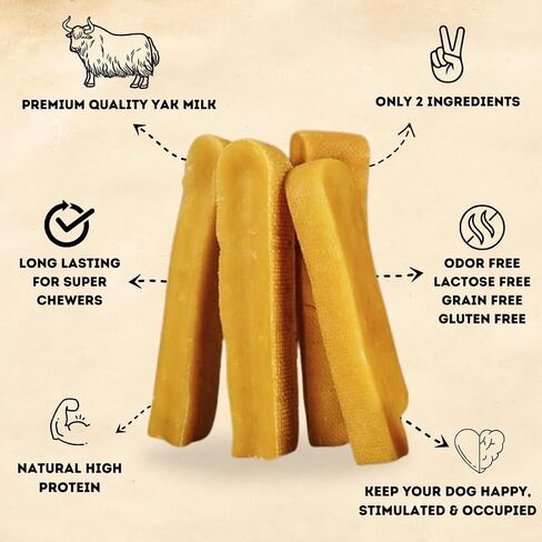 Himalayan Yak Cheese Dog Chews – Long-Lasting Natural Chews for Aggressive Chewers – 2-Ingredient, High Protein, Odorless, Dental Health Treats for Dogs (Large, 4 Pack) in Saudi Arabia