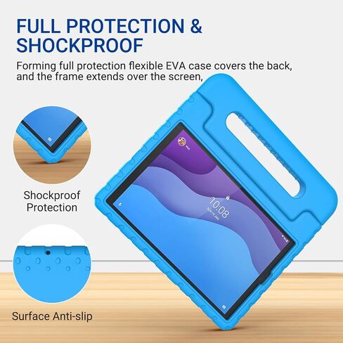 حالة Kids for Lenovo Tab M10 HD 2nd Gen ، Case for Lenovo TB-X306x/TB-X306F 2020 الإصدار 10.1 بوصة 2nd Gen Tablet ودية دوارة مزدوجة خفيفة الوزن إيفا ، الأزرق in Kuwait