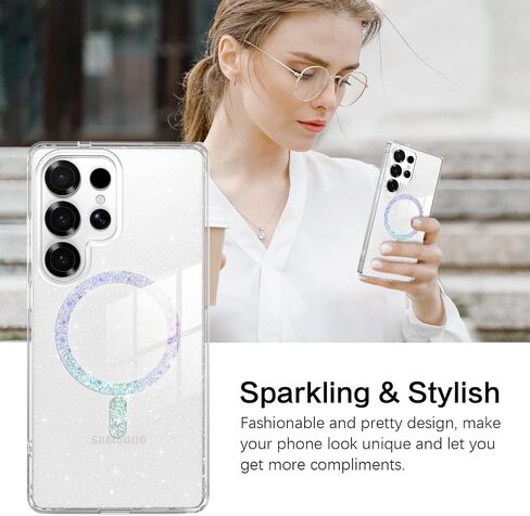Bentoben for Samsung S25 Ultra Case Glitter Clear ، Galaxy S25ultra Magnetic Phone Case [متوافق مع Magsafe] غلاف واقٍ من Girling Girl Girl For S25ultra 6.9 بوصة in Saudi Arabia