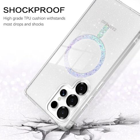 Bentoben for Samsung S25 Ultra Case Glitter Clear ، Galaxy S25ultra Magnetic Phone Case [متوافق مع Magsafe] غلاف واقٍ من Girling Girl Girl For S25ultra 6.9 بوصة in Saudi Arabia