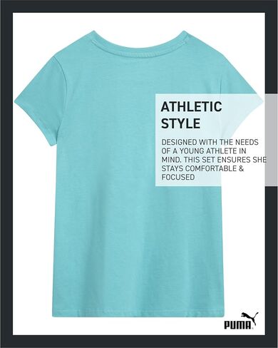 تي شيرت Puma Girls-تي شيرت شعار Core للفتيات-Tee Stehetic Crewneck Basic Athletic Short Sleeve (7-16) in Kuwait