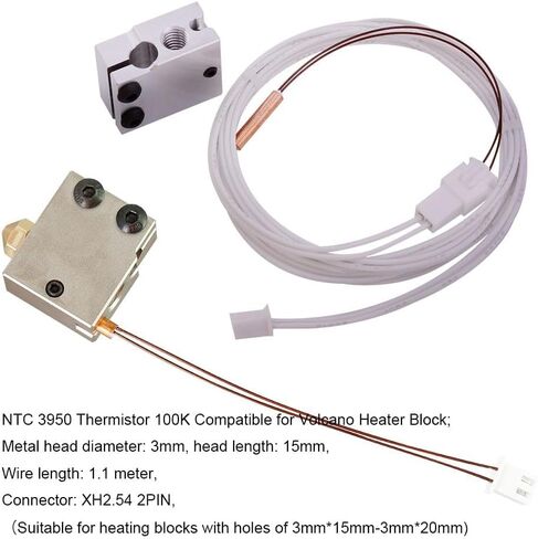 5PCS Ender 3 Thermistor 1.2m Upgrade, NTC 100K 3950 Thermistor, 3D Printer HT-NTC100K Thermistor Sensor 3x15mm Compatible for E3D V6 Volcano PT100 Ender 3, Ender 5, CR10 Hotend Thermistor, in Saudi Arabia