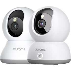 blurams Indoor Camera w/Color Night Visio Bundle Set, Pet Camera, Dog Camera with Phone App, 2-Way Audio, Motion Tracking, Color&IR Night Vision, Siren, Cloud&SD, Compatible with Alexa(2.4GHz)