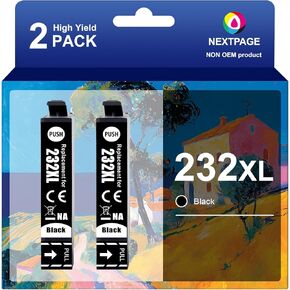NEXTPAGE 232XL Black Ink Cartridges Remanufactured Replacement for 232 232XL Ink Cartridges Compatible with WF-2930 XP-4200 XP-4205 WF-2950 Printer(232XL Black Ink 2 Pack)