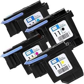 11 lnk Printhead Set Replaceable Printhead (with Chip) Replacement forHP11 Designiet 500 800 BusinessInkiet1200 C4810A C4811A C4812AC4813A Printer Replacement Part (4PK-BCMY)