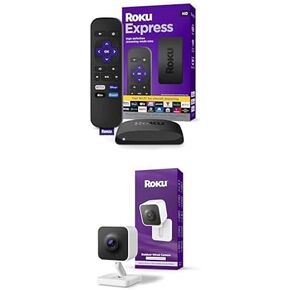Roku Express | HD Roku Streaming Device with Standard Remote + Roku Outdoor Camera 2024 - Home Security