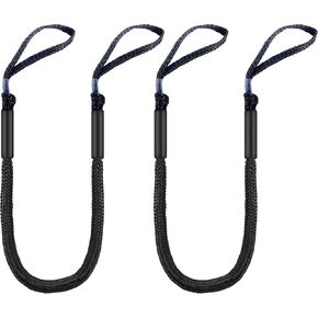 4ft Bungee Dock Lines for Boat, Dock Mooring Ropes (Blue, 4ft Two Hooks)